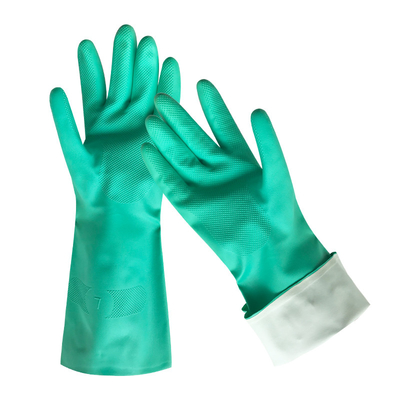 13 polegadas de nitrilo verde das luvas para o rebanho de manipulação químico que alinha 33cm