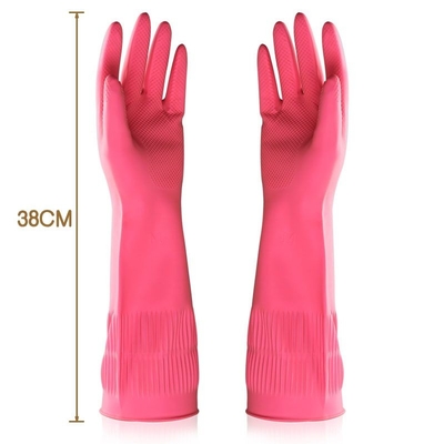 Luvas alinhadas do agregado familiar das luvas 38CM da lavagem da louça do látex rebanho livre impermeável