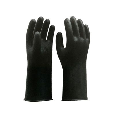 Luvas de borracha industriais pretas impermeáveis 32 Cm Unflocked que alinha o produto químico resistente