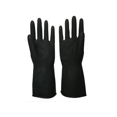 Luvas de borracha industriais pretas impermeáveis 32 Cm Unflocked que alinha o produto químico resistente