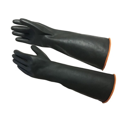 As luvas de borracha resistentes da mão do engrossamento 45CM reuniram luvas de borracha longas extra