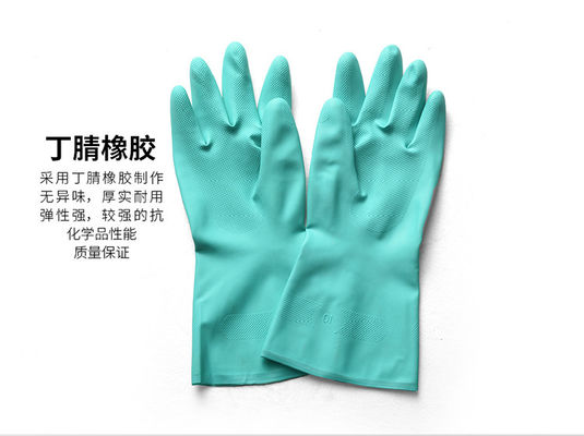 33 CM Comprimento Luva de nitril verde ambidextro para os requisitos de segurança industrial