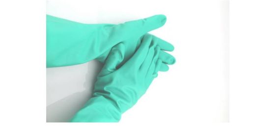 Luva de nitrilo livre de látex de ambigüidade verde Luvas descartáveis ambidextras adequadas para tarefas de tratamento e limpeza de alimentos medicinais
