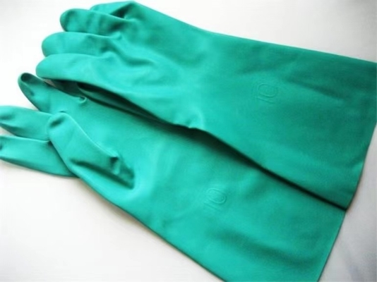 Luva verde do nitrilo do anti escapamento para o uso químico XL 22 Mil Unflocked