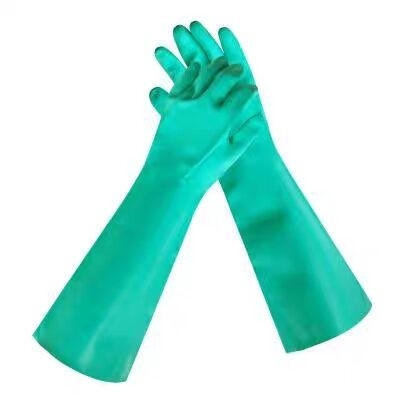 luvas resistentes do nitrilo do XL XXL do verde do nitrilo das luvas de 22mil Unflocked