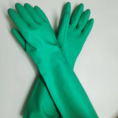 Inseticidas industriais da luva do nitrilo do verde de 22mil Unflocked que limpam o trabalho