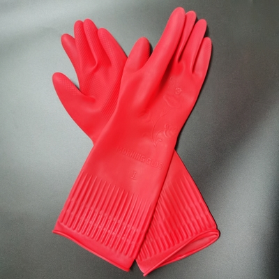 Unflocked que alinha luvas longas extra de limpeza do punho do látex natural das luvas 38CM do látex