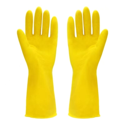 Produtos químicos de limpeza das luvas do látex do forro de Unflocked da bacia da luva do agregado familiar do látex de 32CM