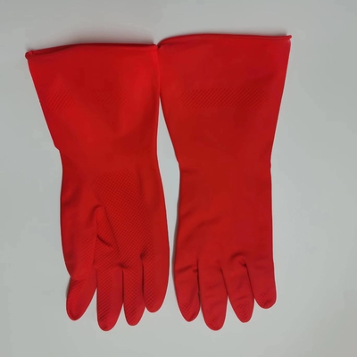 As luvas vermelhas do látex do engrossamento lubrificam a resistência Unflocked que alinha luvas livres da lavagem da louça do látex