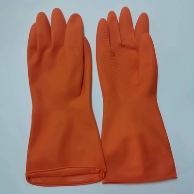 da luva industrial do agregado familiar do látex de 30cm resistência química que engrossa a luva alaranjada do látex