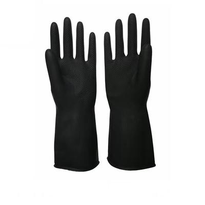 Luvas de borracha industriais pretas Unflocked de 32CM que alinha a resistência do alcaloide