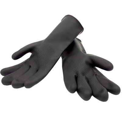 O rebanho de borracha industrial resistente da resistência solvente das luvas do látex alinhou as luvas de borracha