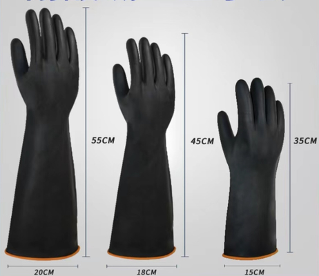 Luvas pretas industriais Unflocked do látex que alinha luvas longas extra do punho de 60CM