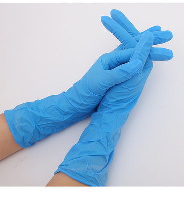 O azul descartável 12 da luva do nitrilo de Cleaninbg avança o exame médico de 300MM