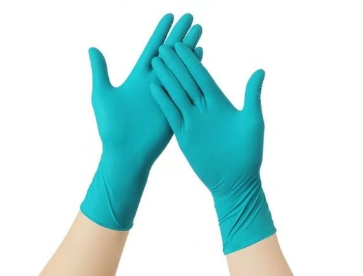 Preparação descartável industrial descartável do alimento 4g das luvas verdes impermeáveis do nitrilo