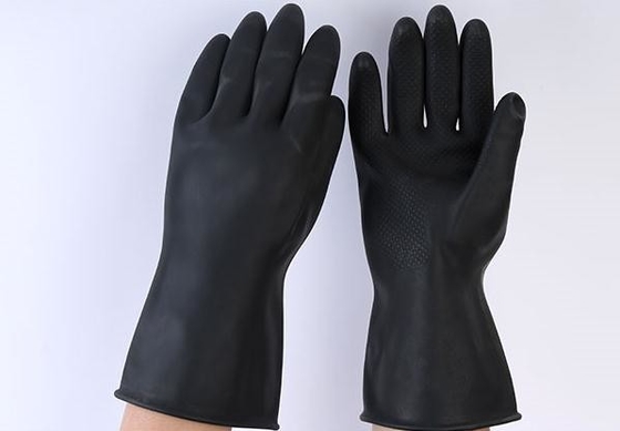 luvas de limpeza industriais Unflocked de 31Cm que alinha as luvas de borracha pretas resistentes