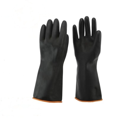 O rebanho de borracha industrial preto de engrossamento das luvas 35Cm Unflocked alinhou as luvas de borracha