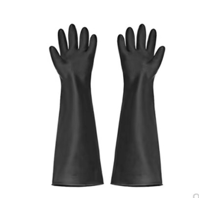 luvas do látex de 50Cm que limpam luvas industriais do látex do punho longo extra do engrossamento