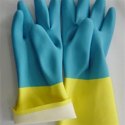 Cozinha que limpa do comprimento bicolor da luva industrial 33Cm do neopreno resistente químico