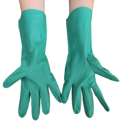 Luvas verdes de nitril 15 Mil de punhos de dedos texturizados de punhos de dedos ambidextros para uso industrial doméstico