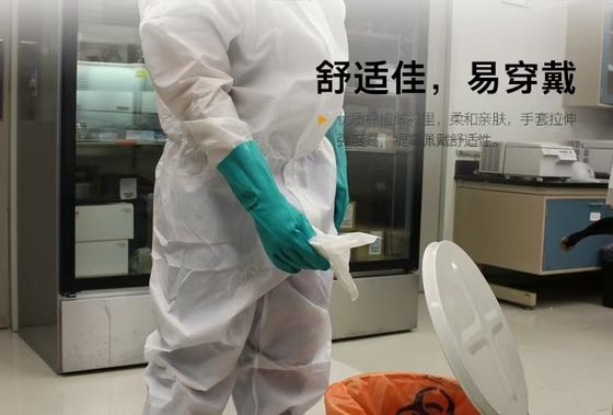 Luva de mão livre de látex verde nitrílico Quimioterapia testada Luvas livres de pó que fornecem excelente resistência química e conforto para prolongamento