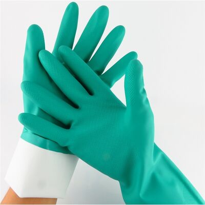 Nitril Verde Luva de nitril Ambidestrosa Dedo texturizado Confortável Luvas de proteção duráveis para industrial médico