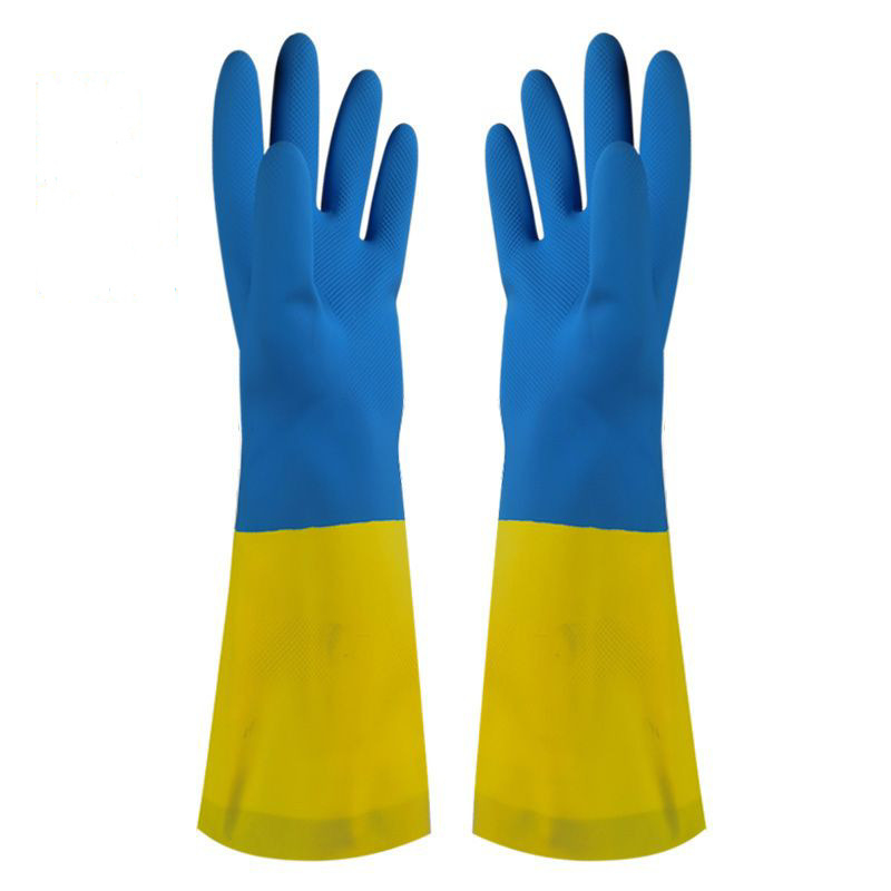 O rebanho industrial bicolor alinhou a resistência química das luvas do neopreno das luvas do agregado familiar
