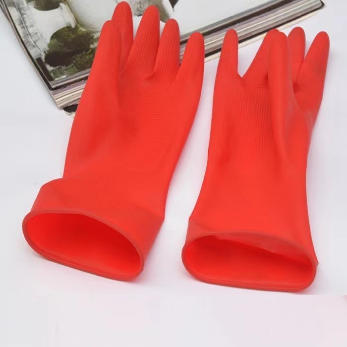 Guante doméstico de látex de revestimento não revestido Espessura 0,25 a 0,55 mm Confortável Durável Adequado para limpeza doméstica e geral