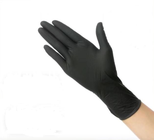 X Luva de nitrilo descartável grande 240 mm espessura preta 4 a 6 Mil Luvas não resistentes a produtos químicos para laboratório de serviços médicos de alimentos