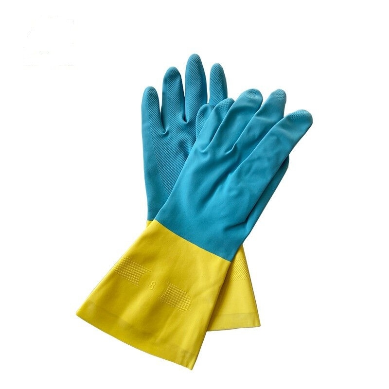 O produto químico amarelo azul bicolor da luva industrial do anti neopreno do escapamento cortou resistente